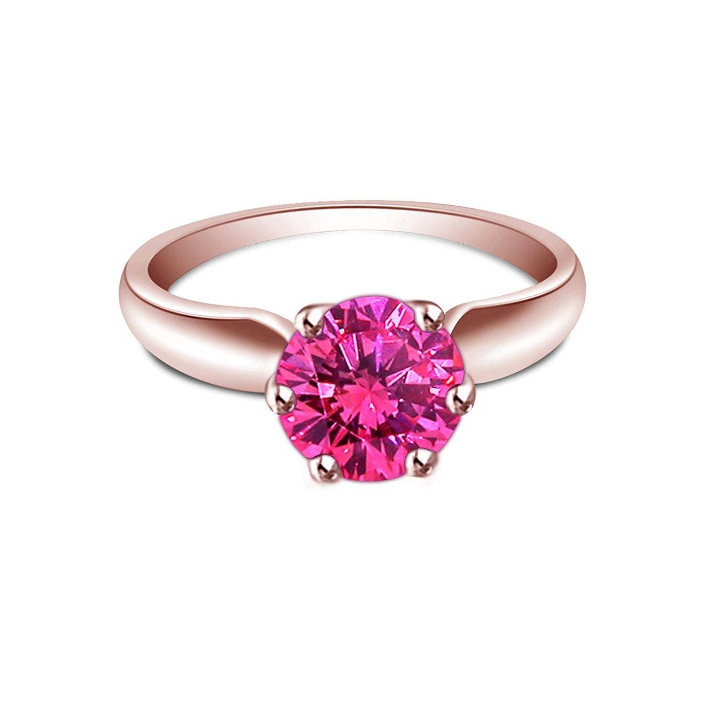 atjewels Round Cut Multi-Color Gemstone 14K Rose Gold Over .925 Sterling Silver Solitaire Engagement Ring For Women's and Girl's For Diwali Special - atjewels.in