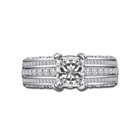 atjewels 14K White Gold Plated on 925 Silver Princess and Round White CZ Bridal Ring Set Size US 7 MOTHER'S DAY SPECIAL OFFER - atjewels.in