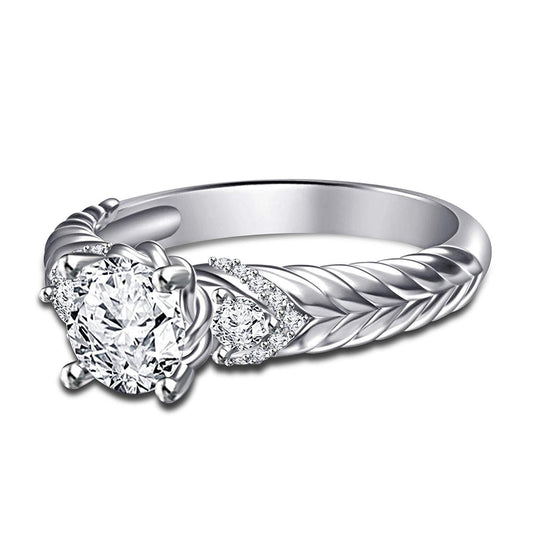 atjewels Round Cut White CZ .925 Sterling Silver  A3 Princess Engagement Ring For Women's and Girl's For Diwali Special - atjewels.in