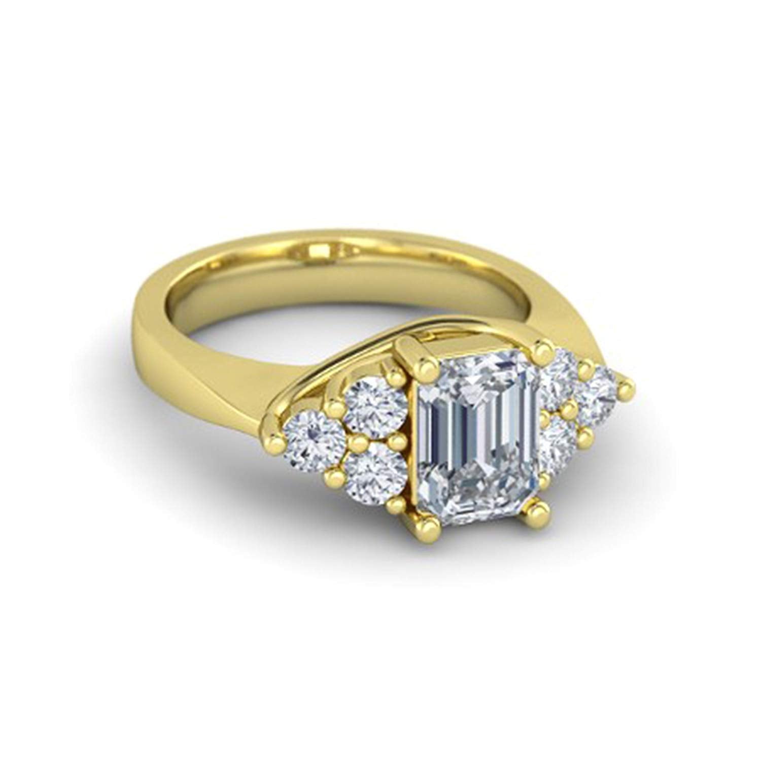 atjewels 18K Yellow Gold Over 925 Silver Emerald and Round White CZ Engagement Ring MOTHER'S DAY SPECIAL OFFER - atjewels.in
