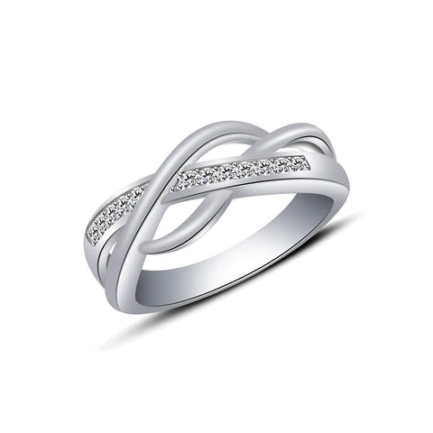 0.29 Ct 14k White Gold Over 925 Sterling Silver Round Cut Cubic Zirconia Diamond Band Ring For Women's - atjewels.in