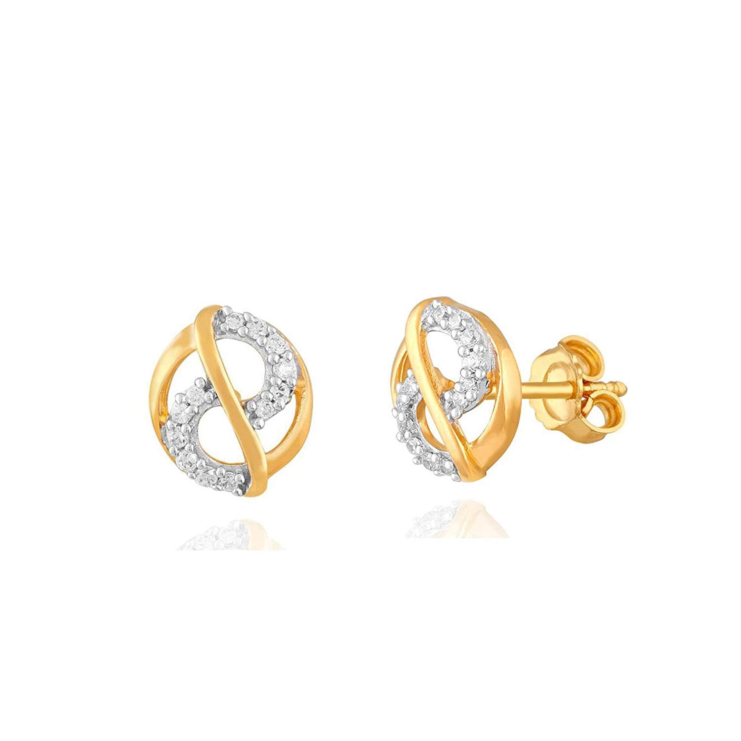 atjewels 14K Two Tone Gold Over .925 Sterling Silver Round White CZ Round Shape Stud Earrings MOTHER'S DAY SPECIAL OFFER - atjewels.in