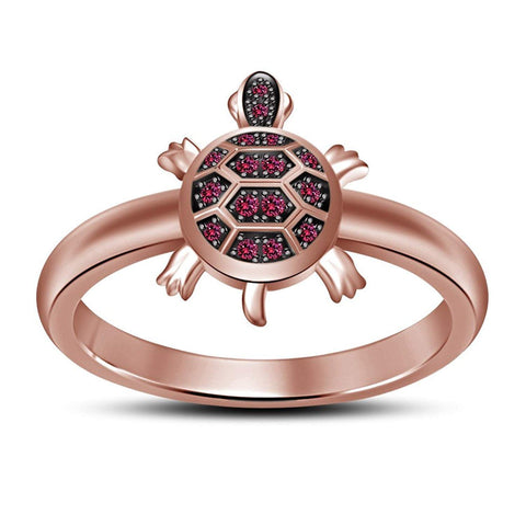 atjewels 14K Rose Gold Over .925 Sterling Silver Round Pink Sapphire Tortoise Ring Size US 8 MOTHER'S DAY SPECIAL OFFER - atjewels.in