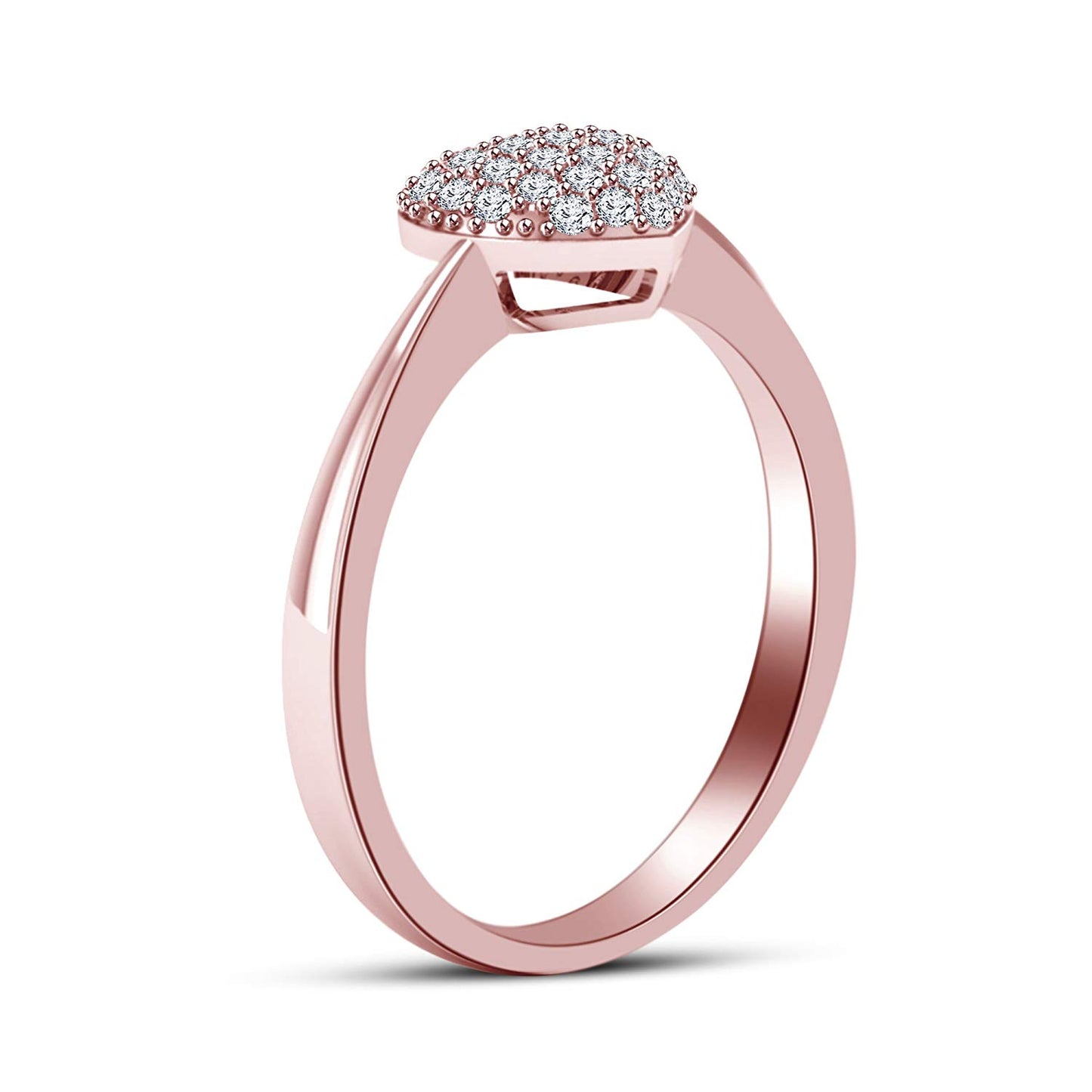 atjewels 18K Rose Gold on .925 Sterling Silver Round White Diamond Heart Ring For Women's MOTHER'S DAY SPECIAL OFFER - atjewels.in