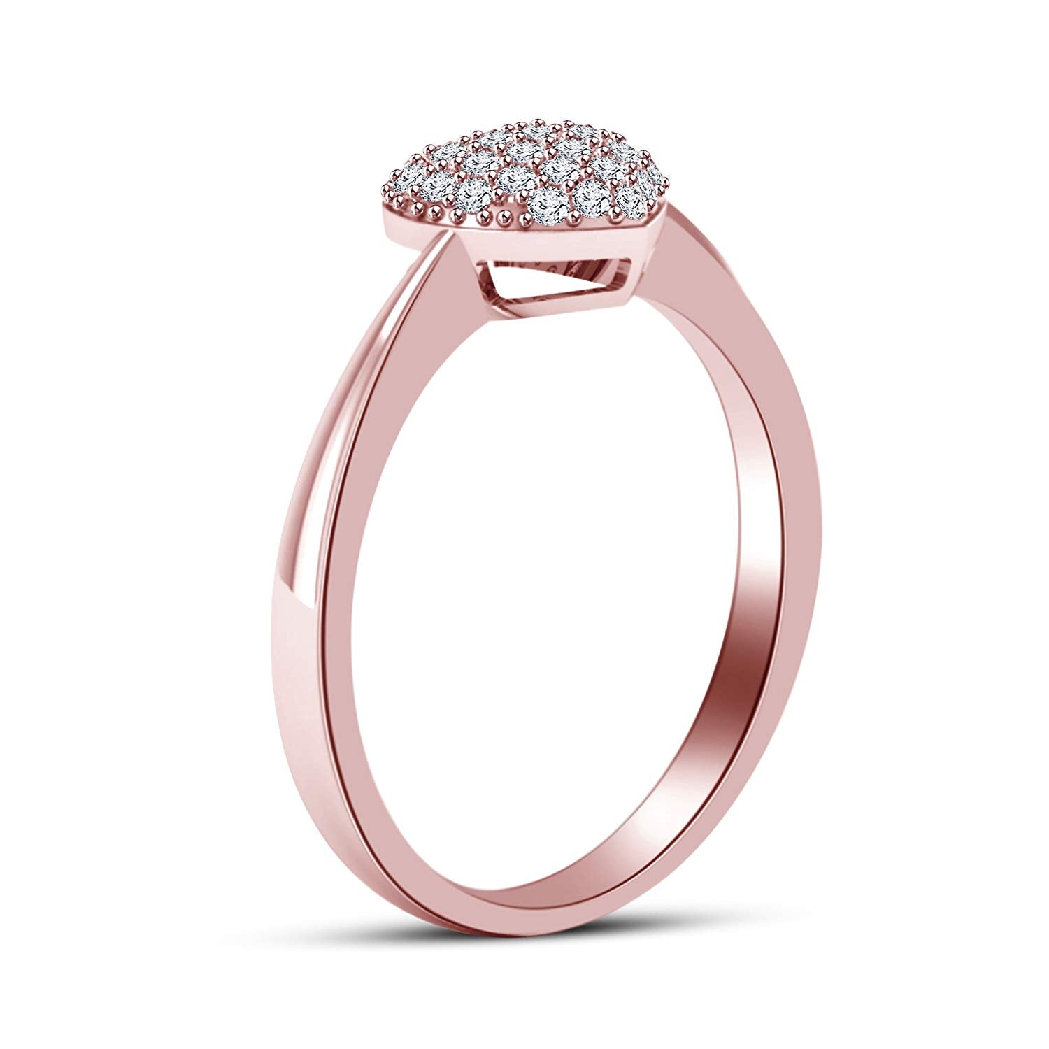 atjewels 18K Rose Gold on .925 Sterling Silver Round White Diamond Heart Ring For Women's MOTHER'S DAY SPECIAL OFFER - atjewels.in