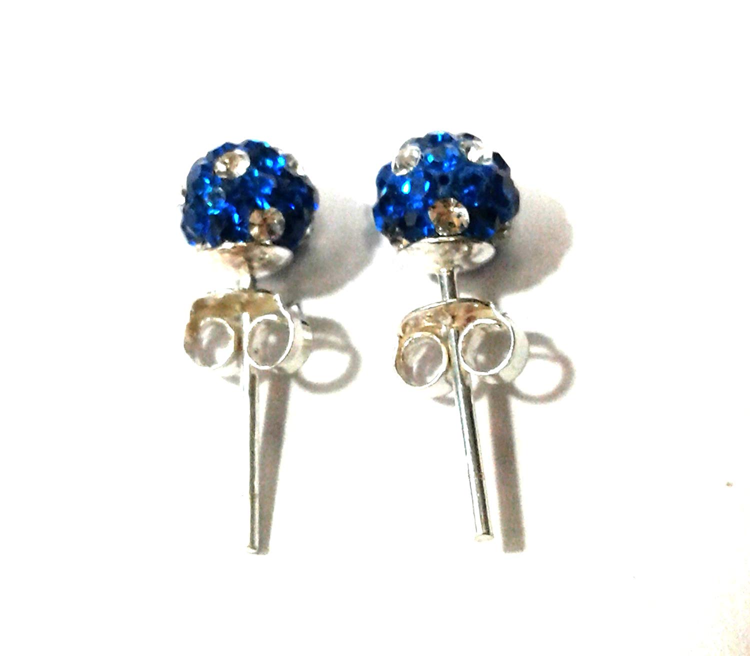 atjewels Round Cut Crystal Sterling Silver Pave Ball Stud Earrings, Crystal Fireball Disco Ball Earrings 1 Pair For Girl's and Women's Fancy Party Wear Earrings - atjewels.in