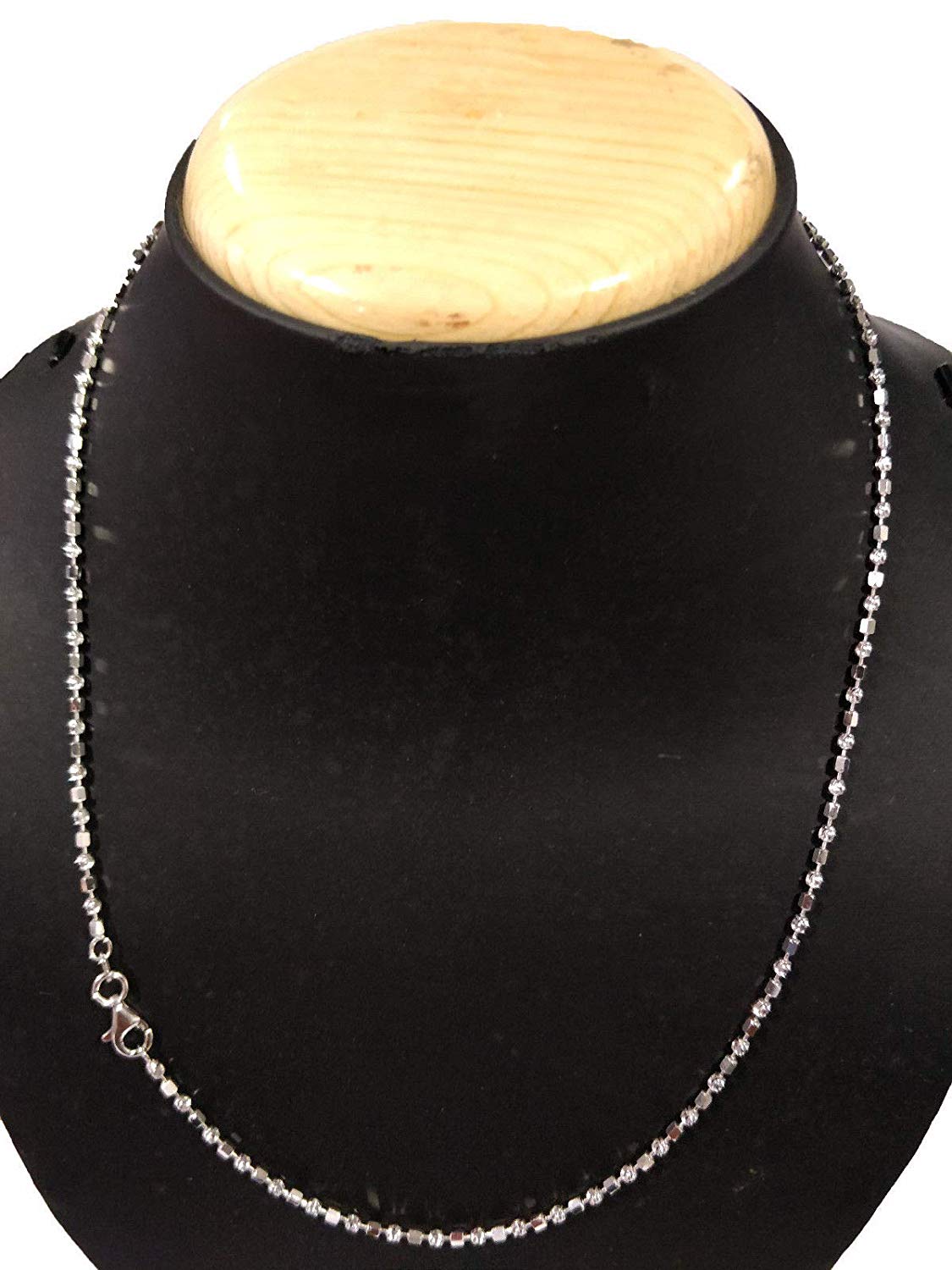 ATJewels 14k White Gold Over 925 Sterling Silver Ball and Bar Chain 18" Unisex Necklace - atjewels.in