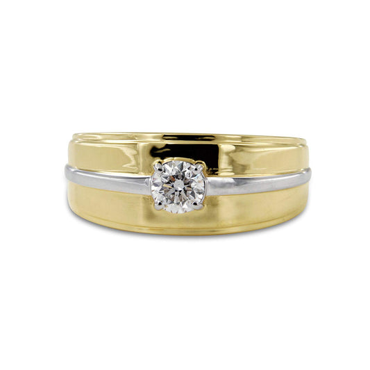 atjewels Tow Tone Gold Over Sterling White CZ Mens Band Ring MOTHER'S DAY SPECIAL OFFER - atjewels.in