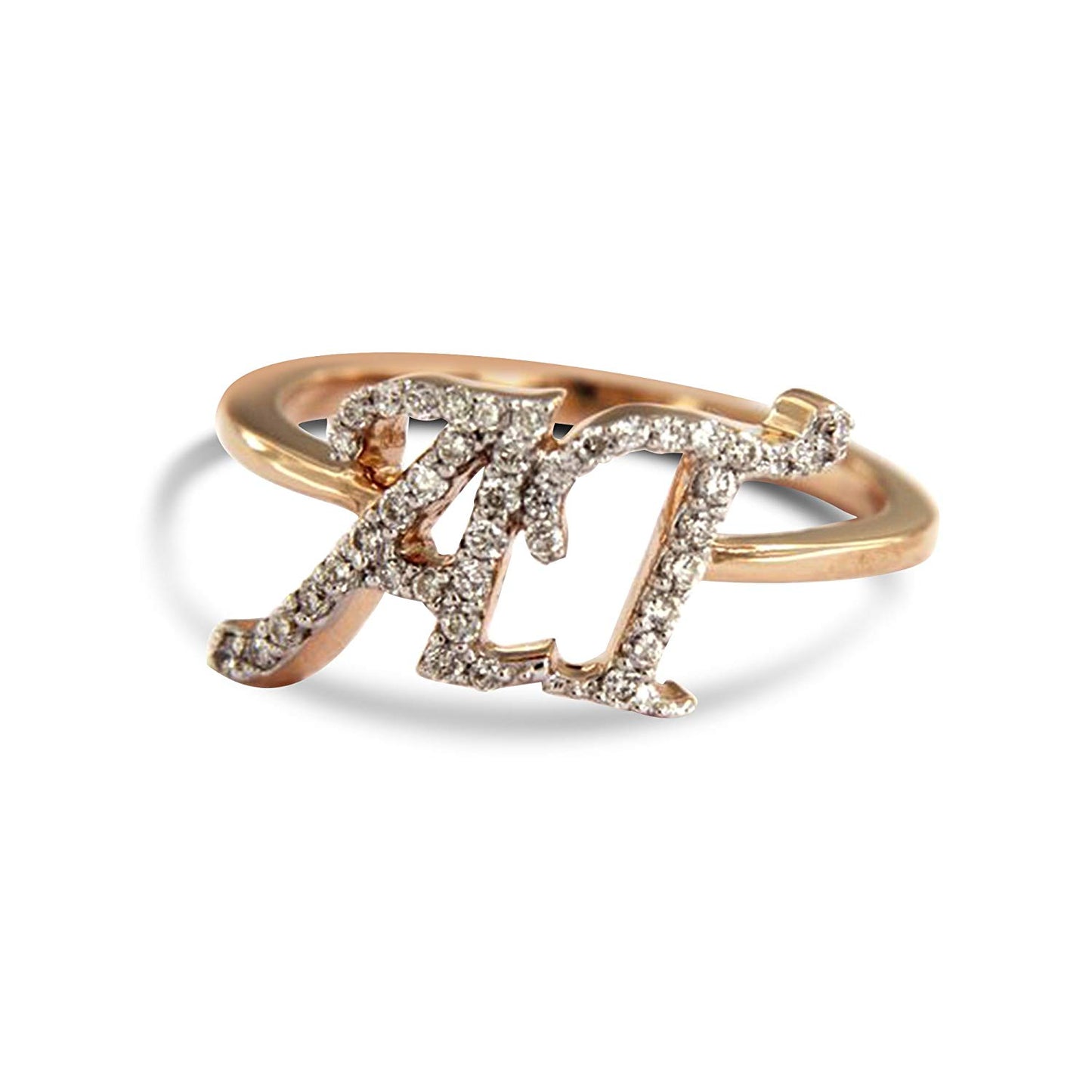 atjewels AT Ring in 14K Rose Gold Over 925 Sterling Silver Round White Zirconia MOTHER'S DAY SPECIAL OFFER - atjewels.in