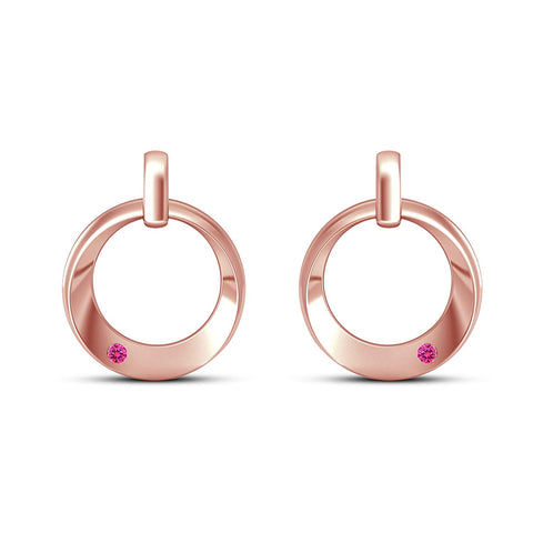 atjewels Round Pink Sapphire 14K Rose Gold Over 925 Silver Dewy Iren Earrings MOTHER'S DAY SPECIAL OFFER - atjewels.in