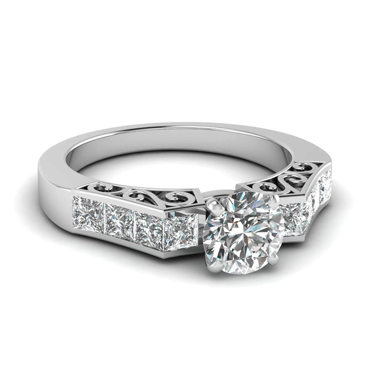 atjewels 925 Sterling Silver Round and Princess White Cubic Zirconia Solitaire W/ Accent Ring For Women MOTHER'S DAY SPECIAL OFFER - atjewels.in