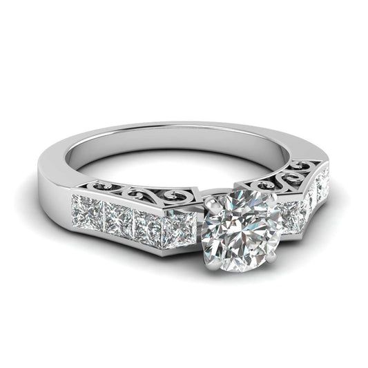 atjewels 925 Sterling Silver Round and Princess White Cubic Zirconia Solitaire W/ Accent Ring For Women MOTHER'S DAY SPECIAL OFFER - atjewels.in