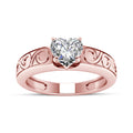 atjewels 14K Rose Gold Over 925 Sterling Silver with White Zirconia Solitaire Heart Ring MOTHER'S DAY SPECIAL OFFER - atjewels.in