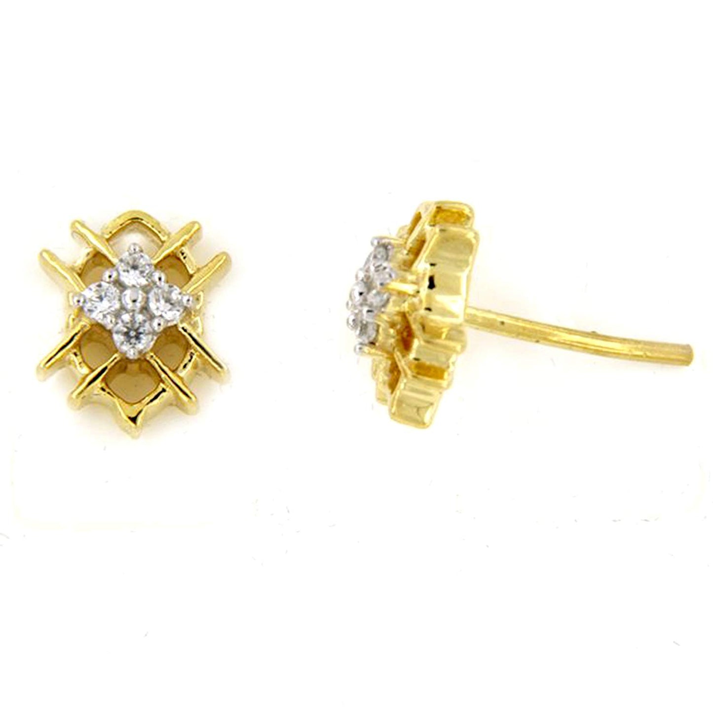 atjewels Solid 18k Yellow Gold Over 925 Sterling Silver White CZ Wedding Stud Earrings MOTHER'S DAY SPECIAL OFFER - atjewels.in