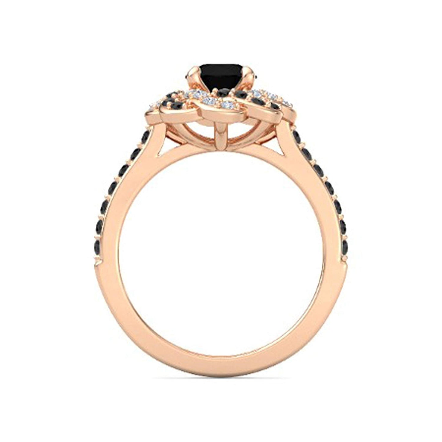 atjewels Rose Gold Plated 925 Sterling Silver Round White & Black CZ  Princess Engagement Ring MOTHER'S DAY SPECIAL OFFER - atjewels.in