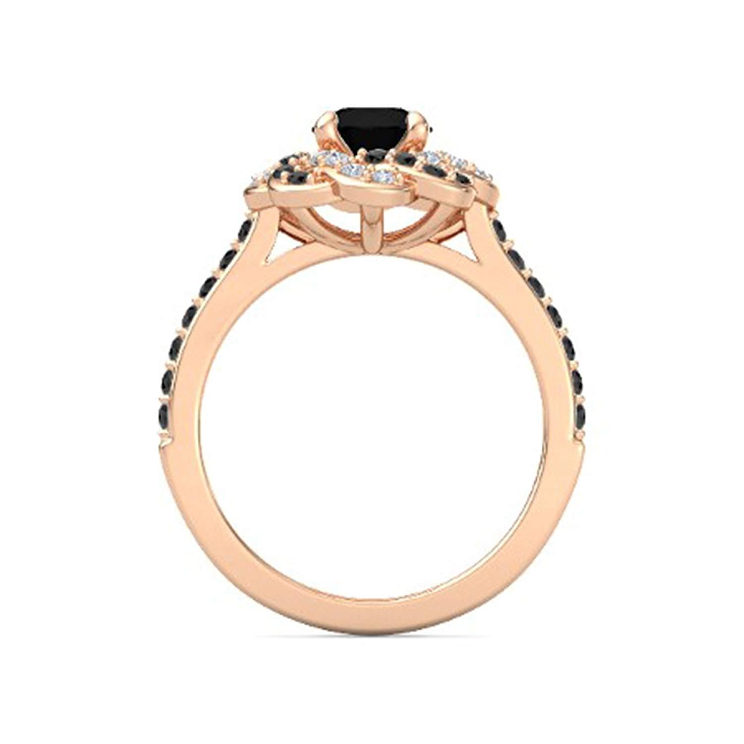 atjewels Rose Gold Plated 925 Sterling Silver Round White & Black CZ  Princess Engagement Ring MOTHER'S DAY SPECIAL OFFER - atjewels.in