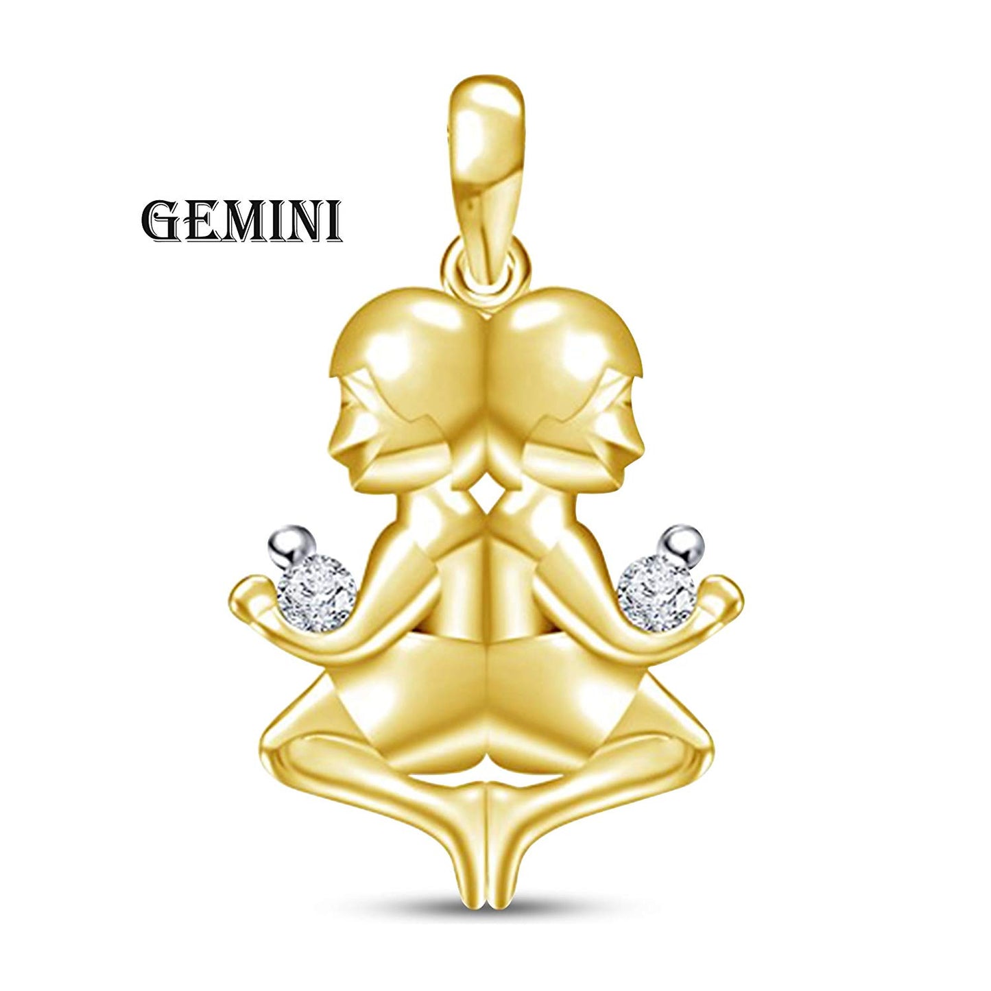 atjewels 14K Gold Over 925 Sterling Silver White CZ 12 Constellations Zodiac Pendant - atjewels.in