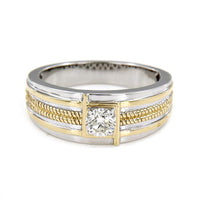 atjewels 18K Twotone Gold Over .925 Silver White CZ Men's Wedding Band Ring MOTHER'S DAY SPECIAL OFFER - atjewels.in