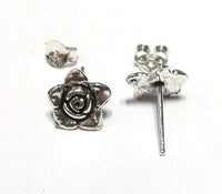 atjewels Oxidised .925 Sterling Silver Rose Stud Earrings For Girl's and Women's For MOTHER'S DAY SPECIAL OFFER - atjewels.in