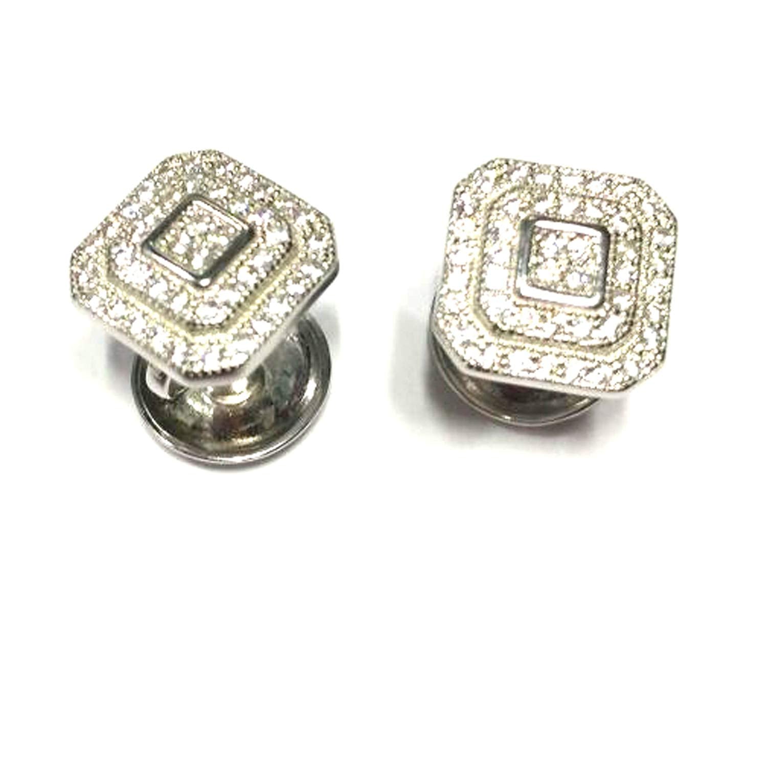 atjewels .925 Sterling silver Round Cut White Cubic Zircon Pair Of Hexagon Shape Cufflink For Men MOTHER'S DAY SPECIAL OFFER - atjewels.in