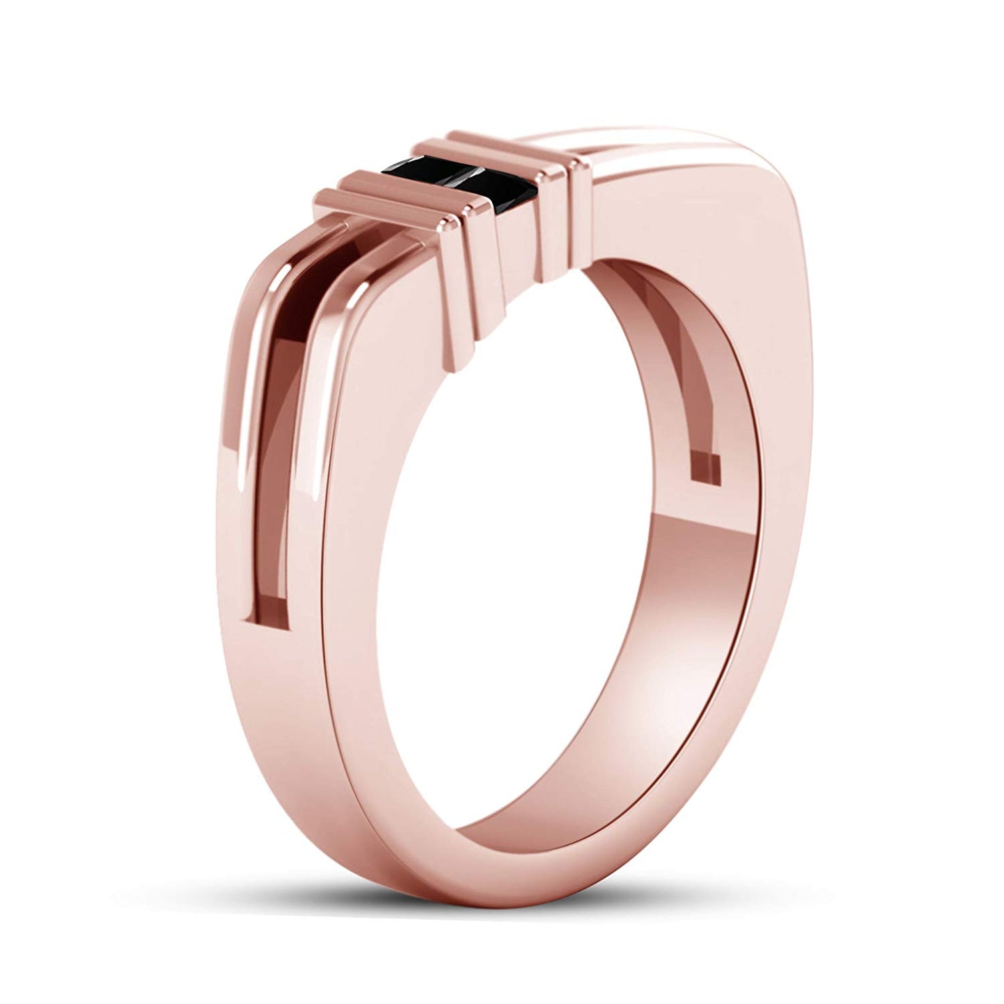 atjewels Offers Men's Wedding Band Ring Size US 8 Princess Black CZ in 14K Rose Gold Over Silver MOTHER'S DAY SPECIAL OFFER - atjewels.in