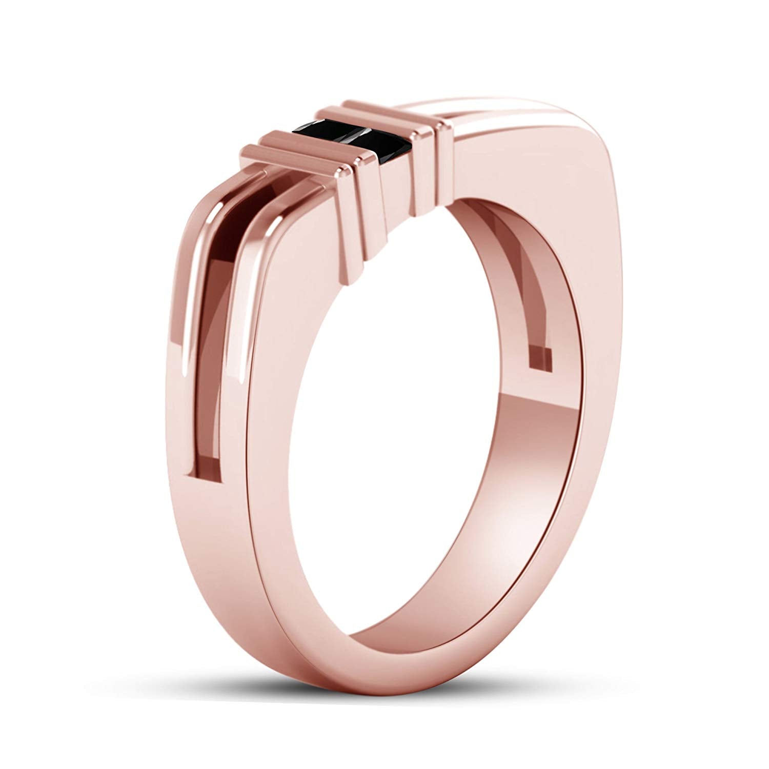 atjewels Offers Men's Wedding Band Ring Size US 8 Princess Black CZ in 14K Rose Gold Over Silver MOTHER'S DAY SPECIAL OFFER - atjewels.in