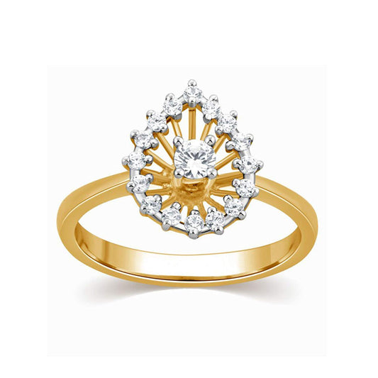 atjewels 14K Yellow and White Gold Over 925 Sterling Silver Round White CZ Engagement Ring For Women's MOTHER'S DAY SPECIAL OFFER - atjewels.in