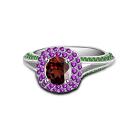 Multicolor Oval & Round CZ Platinum Over Sterling  Princess A2 Ring Size 5 MOTHER'S DAY SPECIAL OFFER - atjewels.in