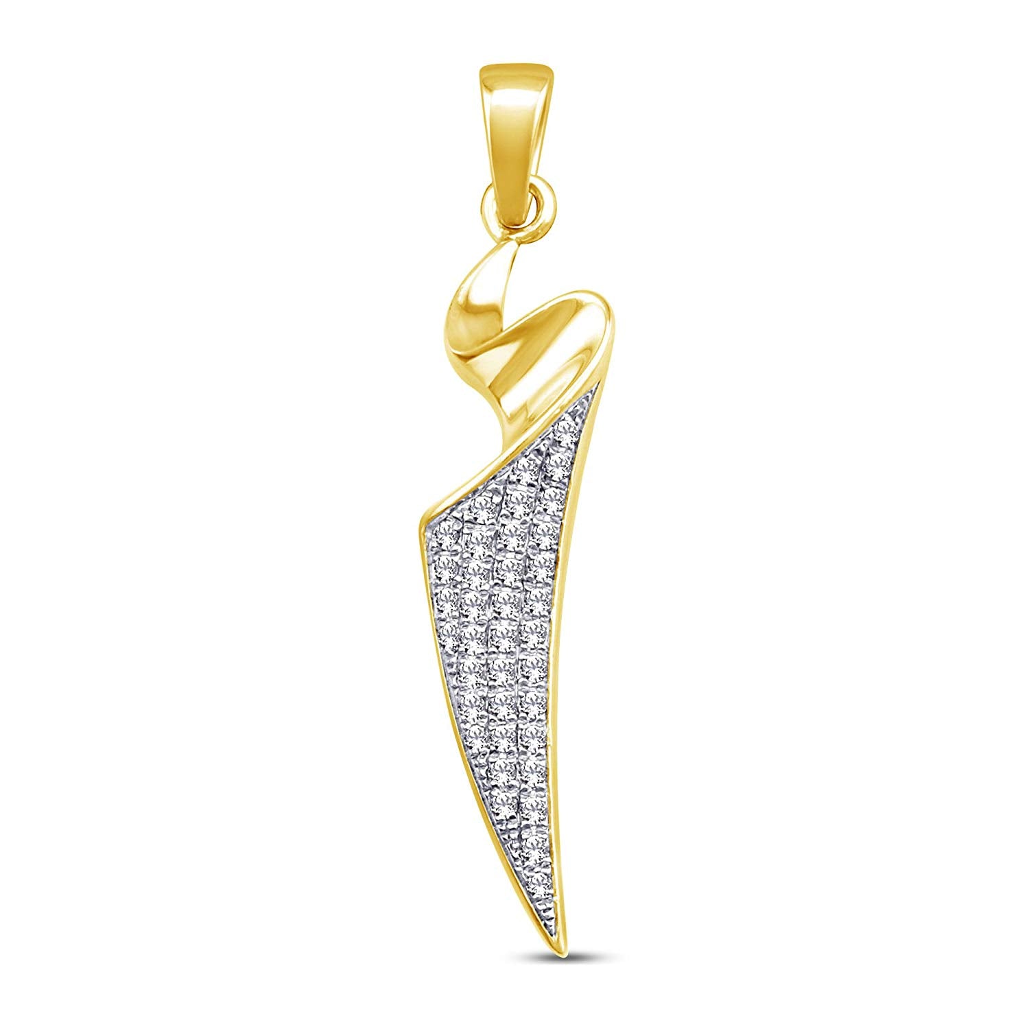 atjewels 18K Yellow Gold On .925 Sterling Silver Round Cut White CZ Fashion Pendant MOTHER'S DAY SPECIAL OFFER - atjewels.in