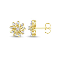 atjewels Yellow Gold Over 925 Sterling Silver Round White CZ Flower Stud Earrings MOTHER'S DAY SPECIAL OFFER - atjewels.in