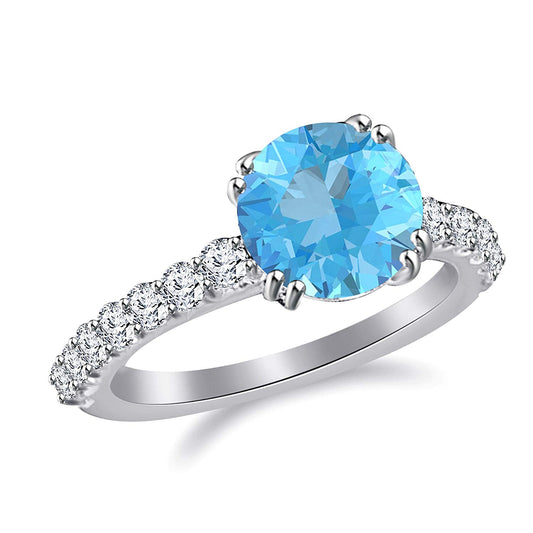 atjewels 14K White Gold Plated 925 Sterling Silver Solitaire with Accents Engagement Ring with Gemstone Veriation MOTHER'S DAY SPECIAL OFFER - atjewels.in