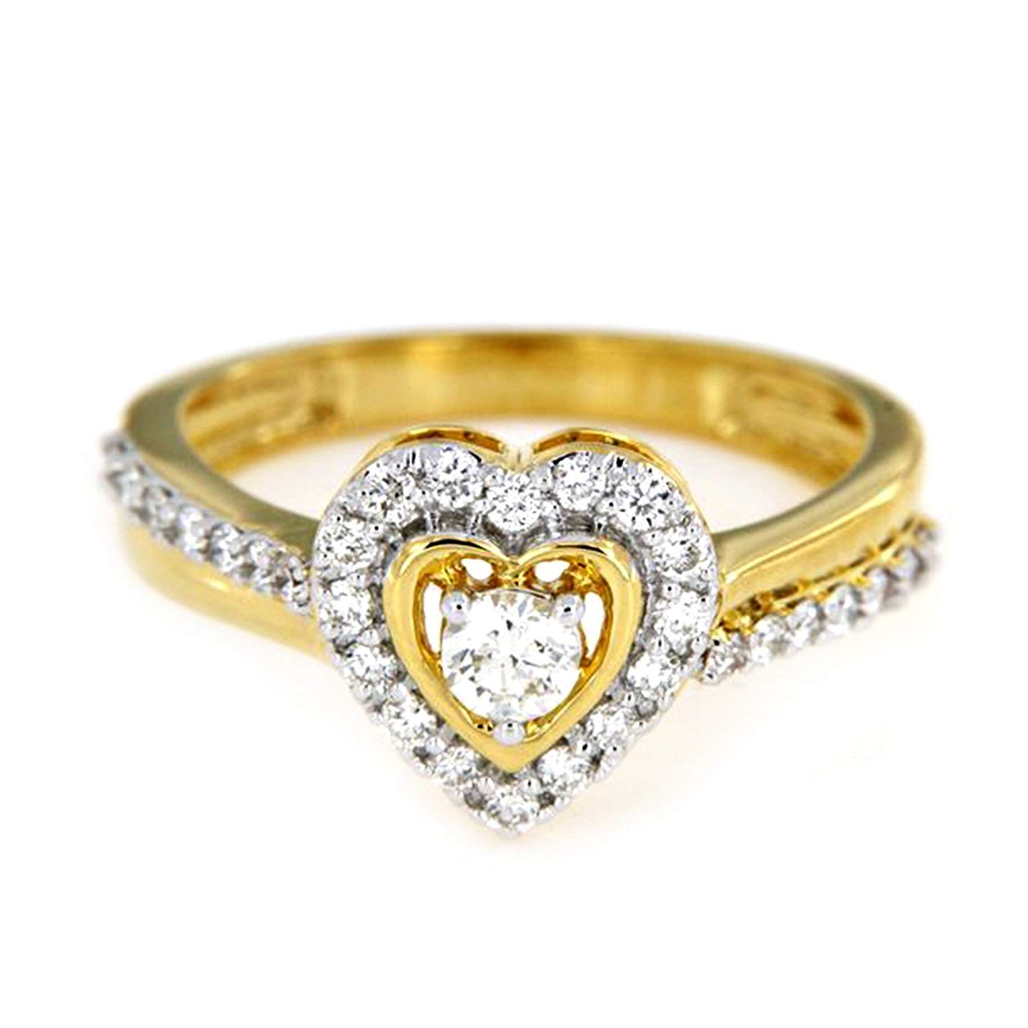 atjewels 18K Yellow Gold Over 925 Sterling with Round White Zirconia Promise Love Ring For Women's MOTHER'S DAY SPECIAL OFFER - atjewels.in