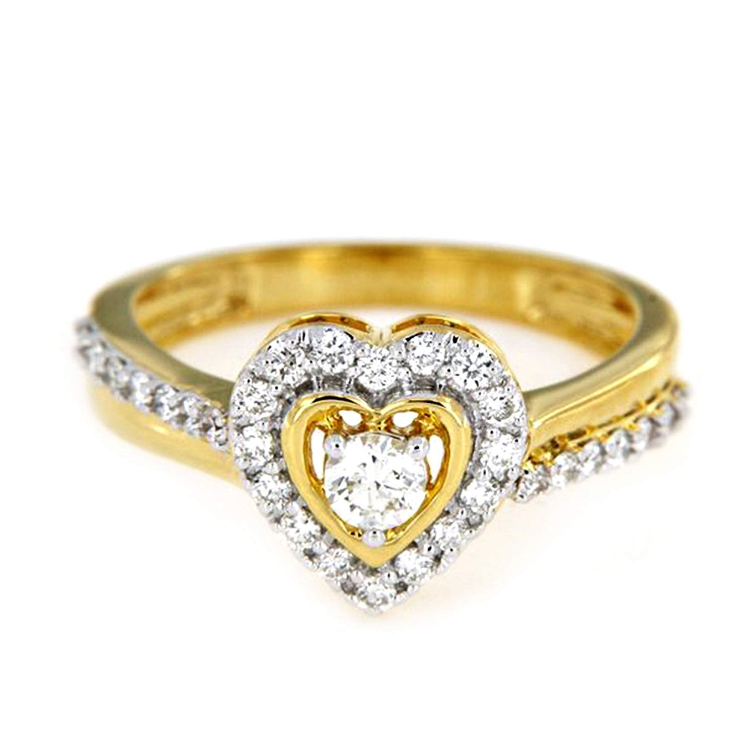 atjewels 18K Yellow Gold Over 925 Sterling with Round White Zirconia Promise Love Ring For Women's MOTHER'S DAY SPECIAL OFFER - atjewels.in