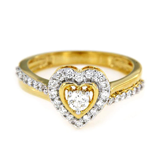 atjewels 18K Yellow Gold Over 925 Sterling with Round White Zirconia Promise Love Ring For Women's MOTHER'S DAY SPECIAL OFFER - atjewels.in