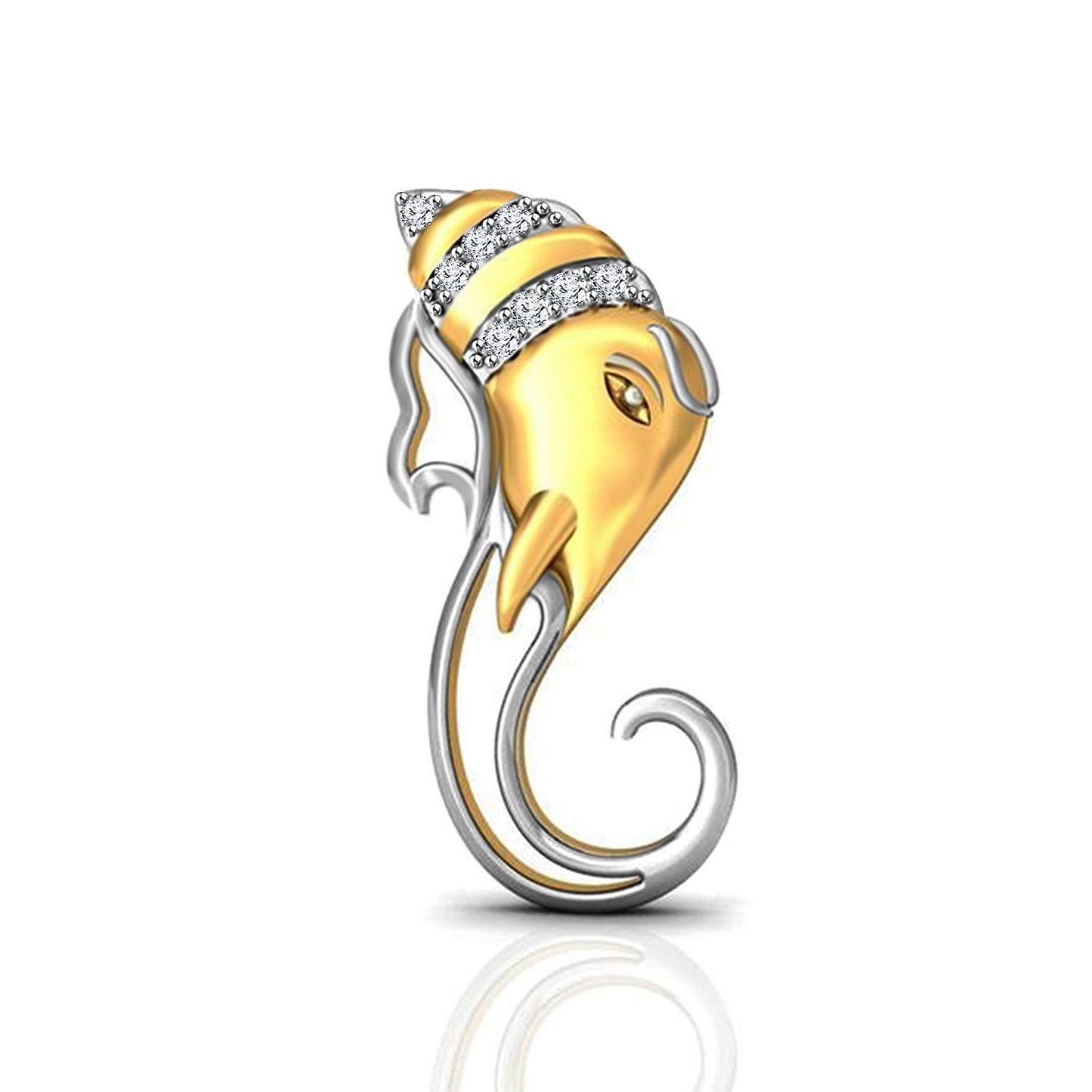 atjewels 18K Yellow & White Gold Plated on Silver Round CZ Pendant MOTHER'S DAY SPECIAL OFFER - atjewels.in