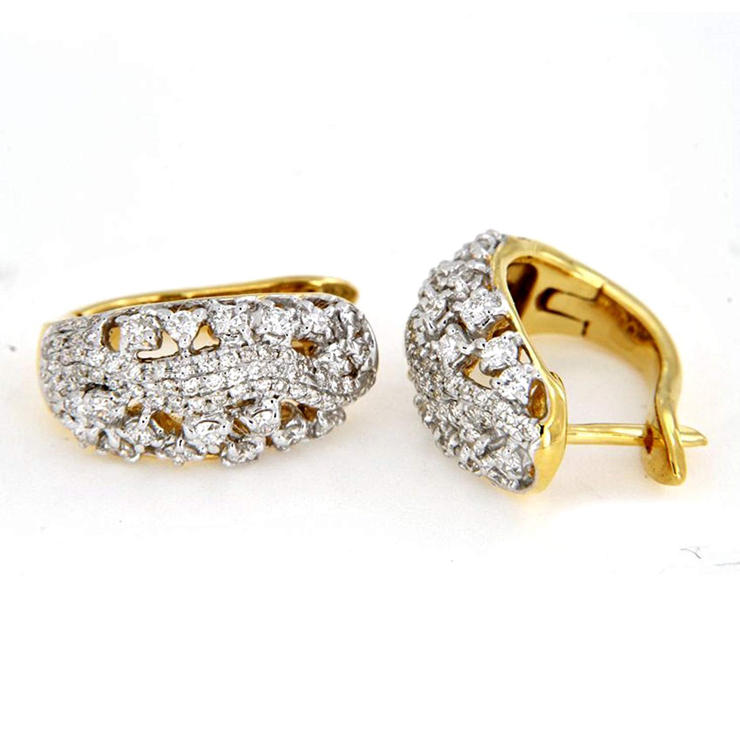 atjewels Women's Round Cut White Diamond Fashion Hoop Earrings in 18K Yellow Gold Over 925 Sterling Silver MOTHER'S DAY SPECIAL OFFER - atjewels.in