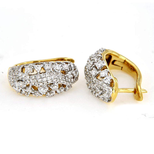 atjewels Women's Round Cut White Diamond Fashion Hoop Earrings in 18K Yellow Gold Over 925 Sterling Silver MOTHER'S DAY SPECIAL OFFER - atjewels.in