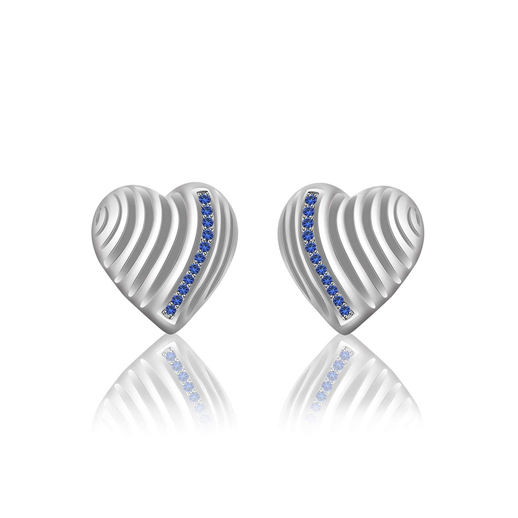 atjewels 14K White Gold Over on .925 Sterling Silver Round Cut Blue Sapphire Heart Stud Earrings For Women's MOTHER'S DAY SPECIAL OFFER - atjewels.in