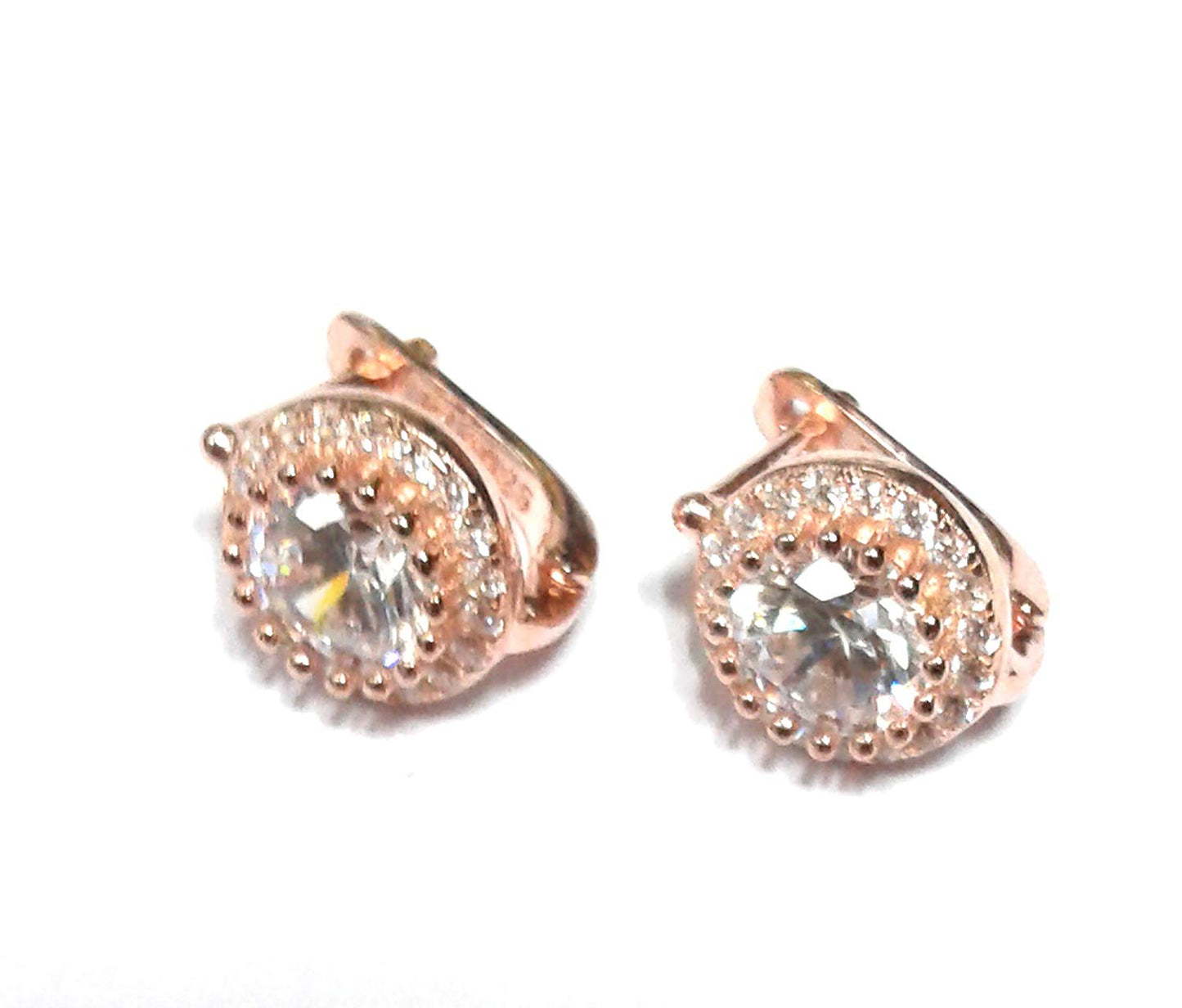 atjewels Round Cut White CZ 14k Rose Gold Over 925 Sterling Silver Hoop Earrings For Girl's and Women's For MOTHER'S DAY SPECIAL OFFER - atjewels.in