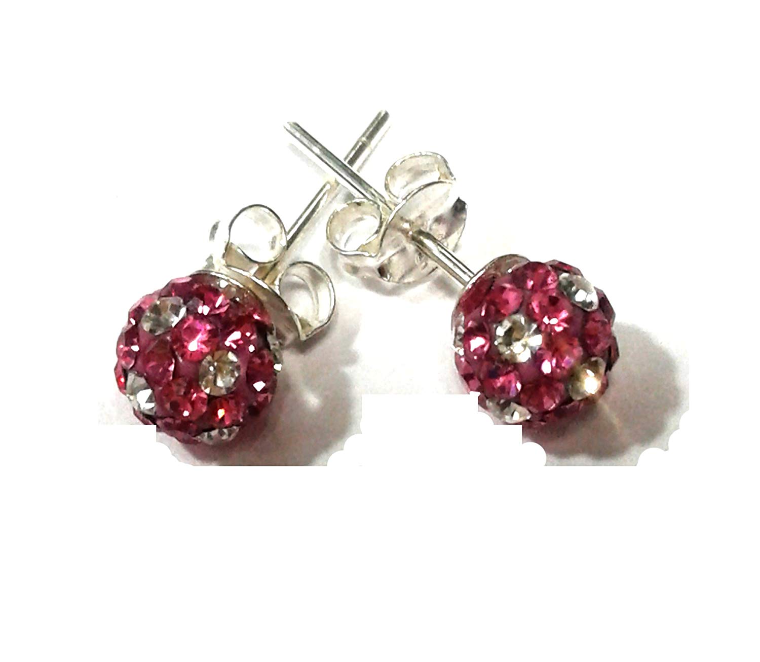 atjewels Round Cut Crystal Sterling Silver Pave Ball Stud Earrings, 5.6MM Crystal Fireball Disco Ball Earrings 1 Pair For Girl's and Women's Fancy Party Wear EarringsMOTHER'S DAY SPECIAL OFFER - atjewels.in