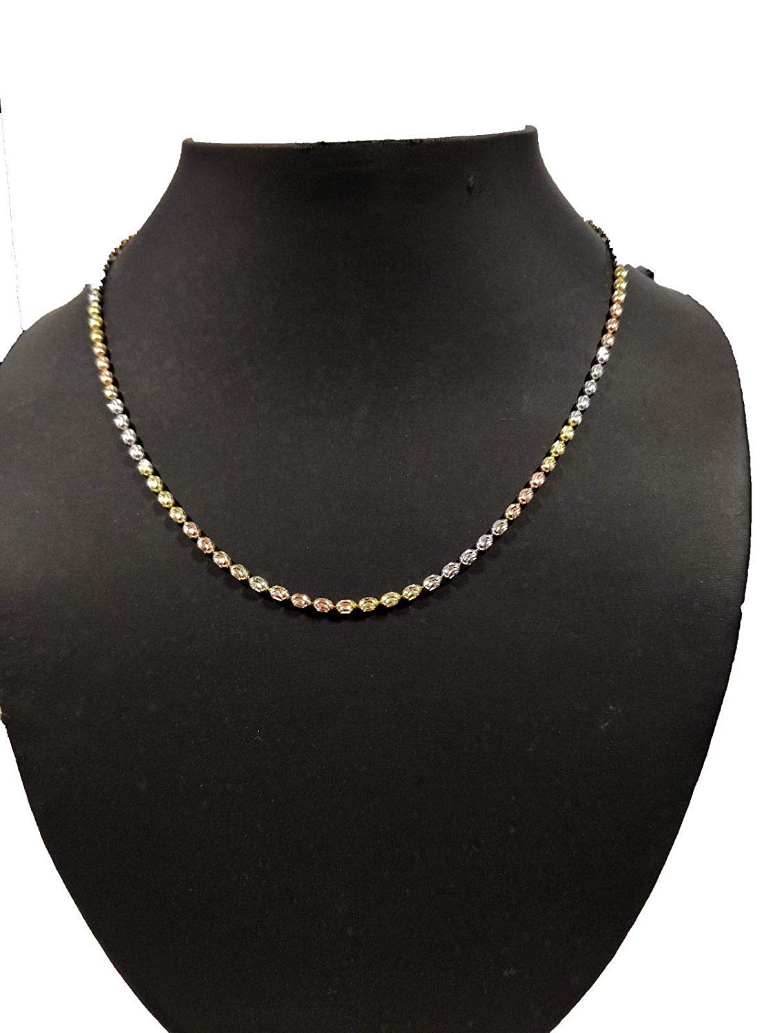 ATJewels 14k Tri-Tone Gold Over 925 Sterling Silver Oval Bar Link 16" Unisex Necklace - atjewels.in