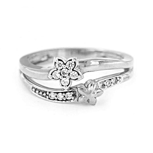 atjewels 0.25 CT 14K White Gold 925 Sterling Silver Round Cut White CZ Flower Ring MOTHER'S DAY SPECIAL OFFER - atjewels.in