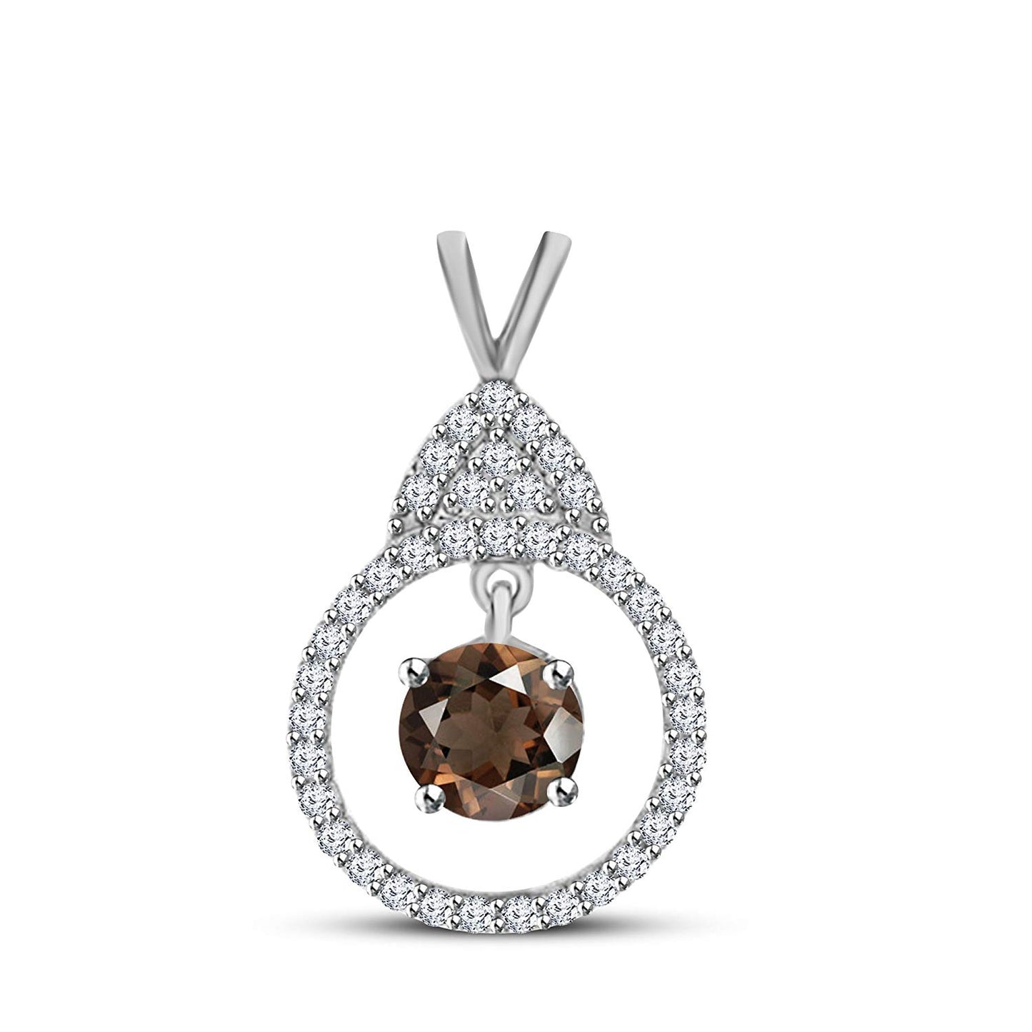 atjewels 14K White Gold Over 925 Sterling With Round Choose Varition Halo Pendant MOTHER'S DAY SPECIAL OFFER - atjewels.in