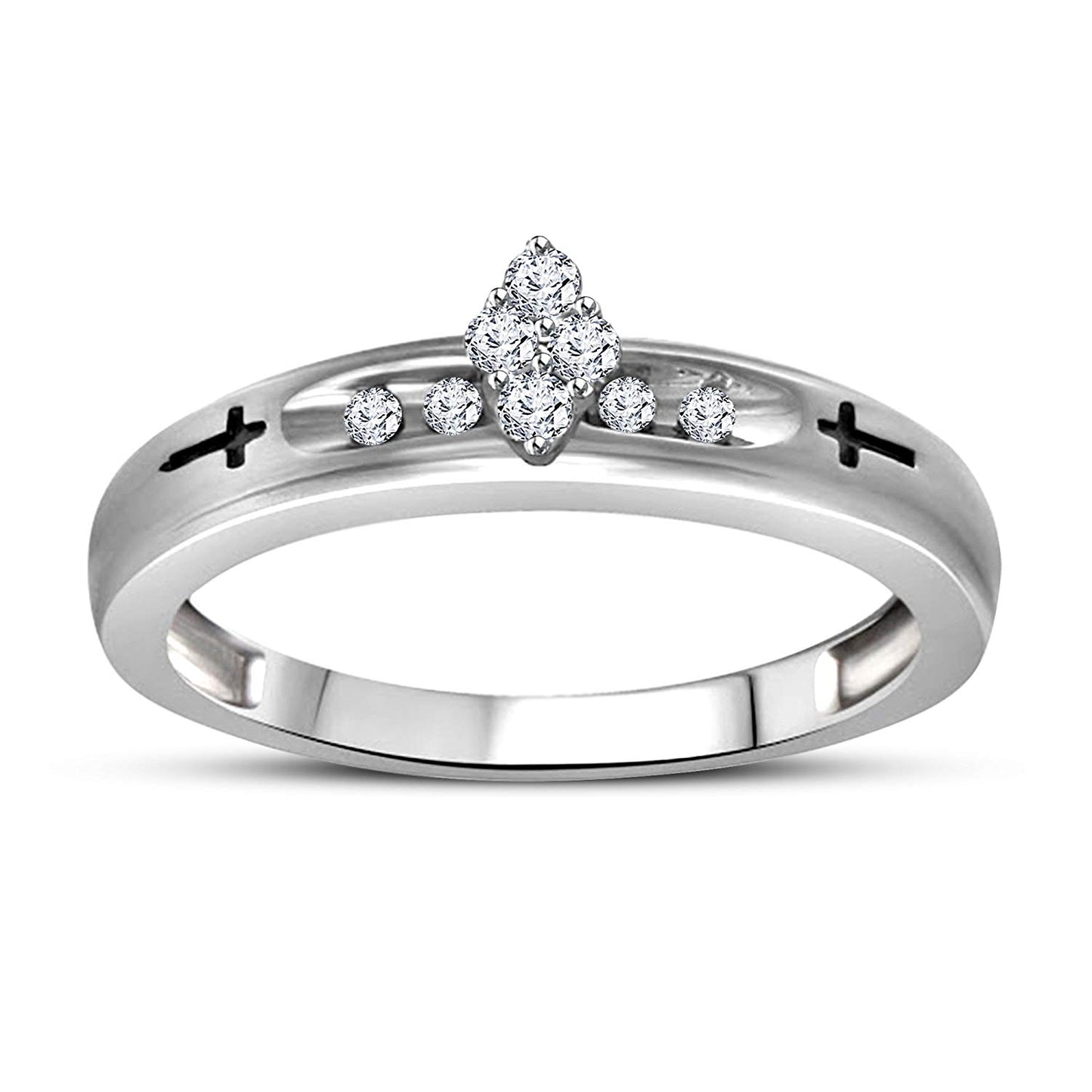 atjewels 14K White Gold Over 925 Sterling Silver White Cubic Zirconia Cocktail Bridal Ring Set Free Size MOTHER'S DAY SPECIAL OFFER - atjewels.in