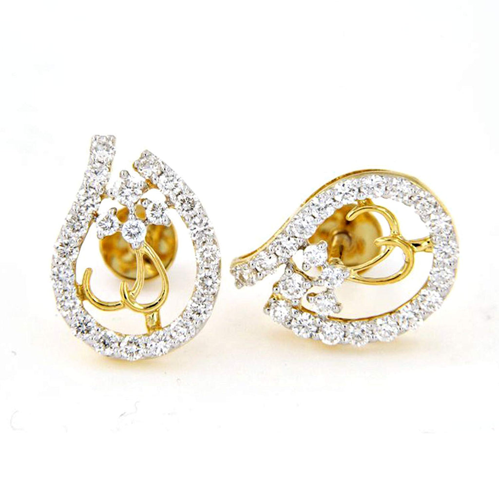 18K Yellow Gold Tapered Diamond Stud Earring  Pachchigar Jewellers