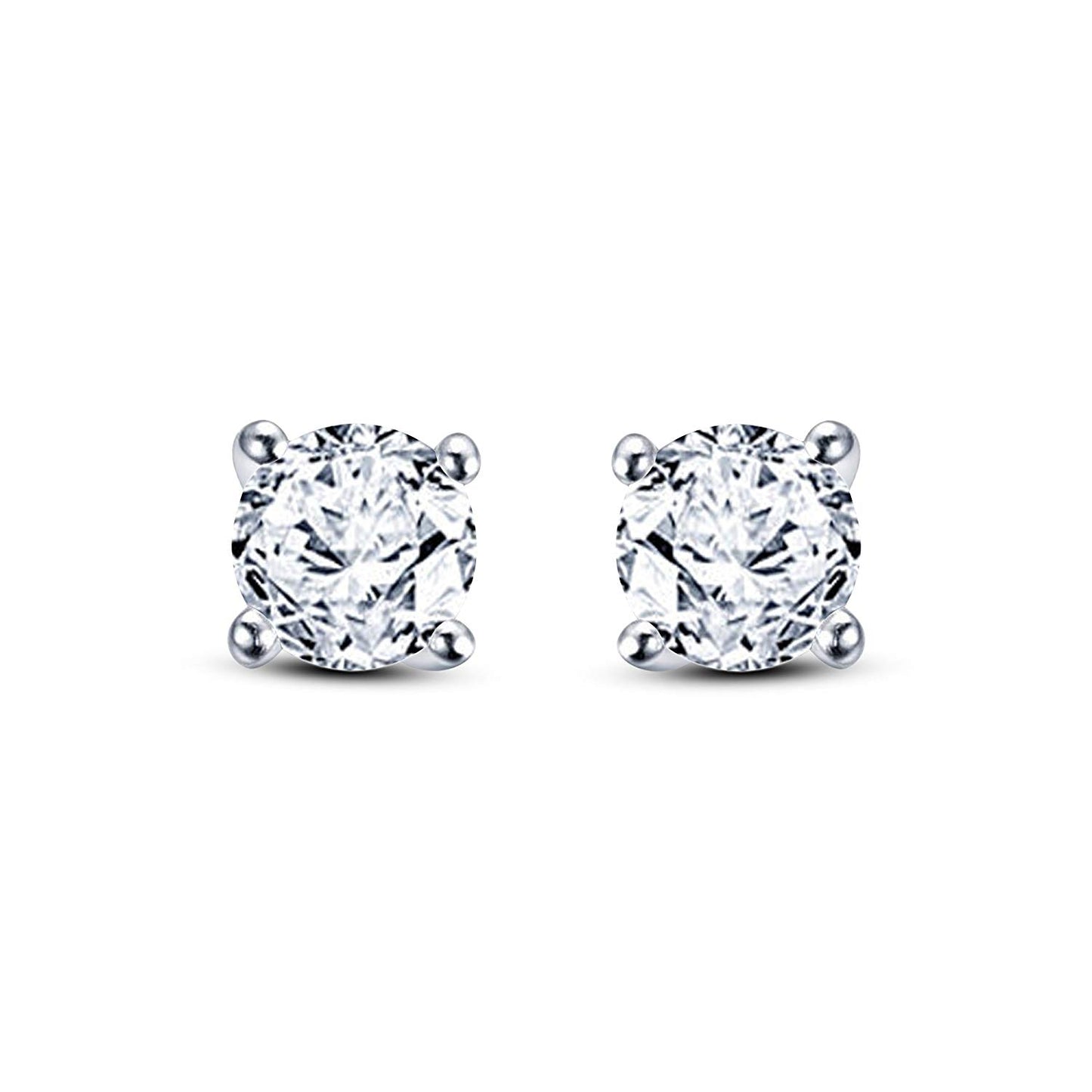 1/4 Ct 14K Gold Over 925 Sterling Silver Round Cut Gemstone Multi Color Solitaire Stud Earrings For Women's - atjewels.in