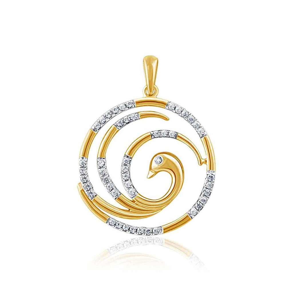 atjewels 14K Yellow and White Prong Gold Over 925 Sterling Silver Round White CZ Peacock Pendant MOTHER'S DAY SPECIAL OFFER - atjewels.in