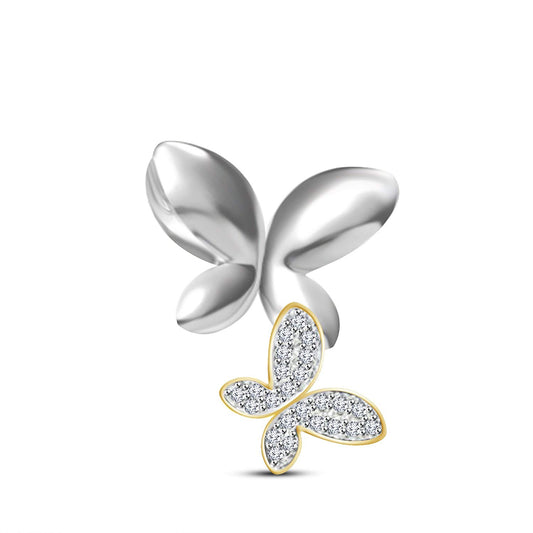 atjewels White Gold Over 925 Sterling Silver Round White CZ Double Butterfly Pendant MOTHER'S DAY SPECIAL OFFER - atjewels.in