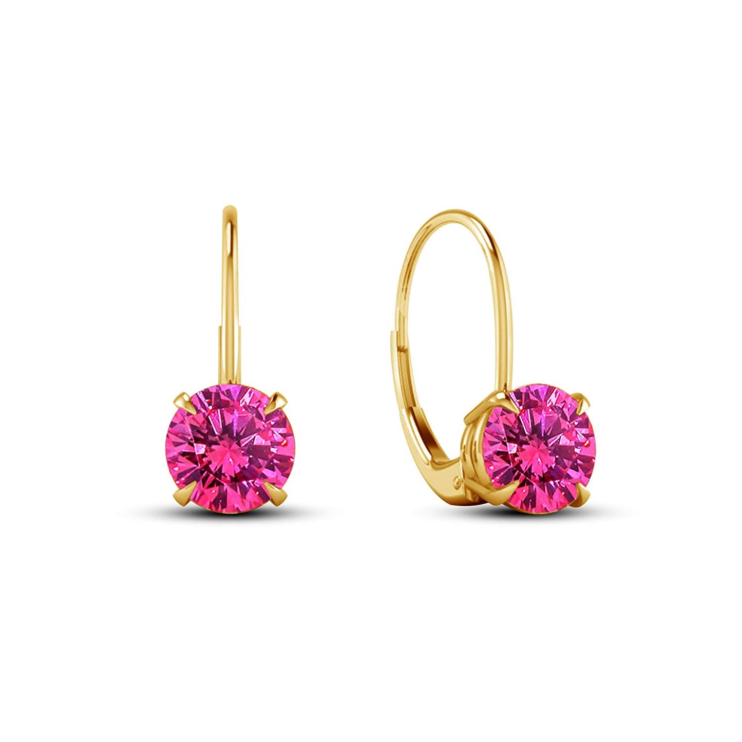 Special Offer From atjewels!! Yellow Gold Over 925 Sterling Silver Round Cut Pink Sapphire Dangle Earrings MOTHER'S DAY SPECIAL OFFER - atjewels.in