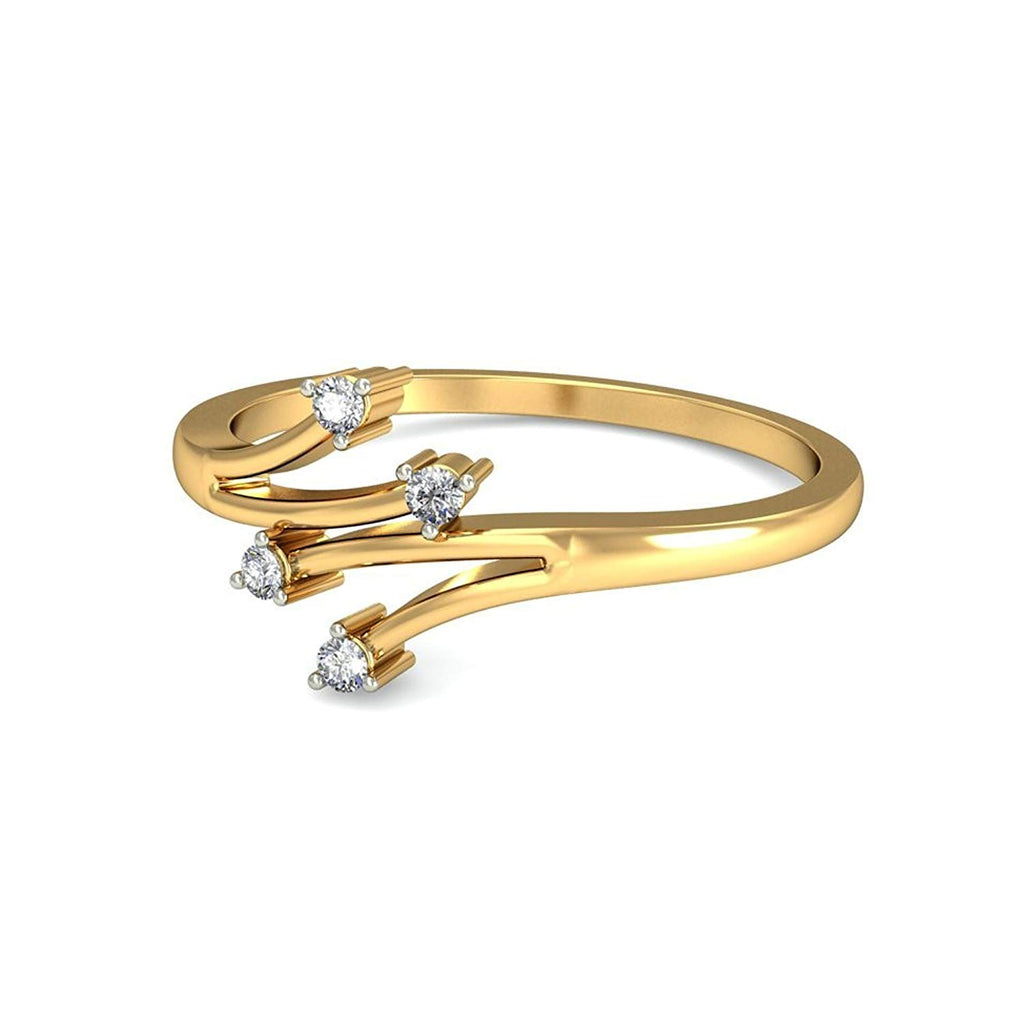 atjewels 14K Yellow Gold Over 925 Silver Round White CZ Bypass Ring For Women's MOTHER'S DAY SPECIAL OFFER - atjewels.in